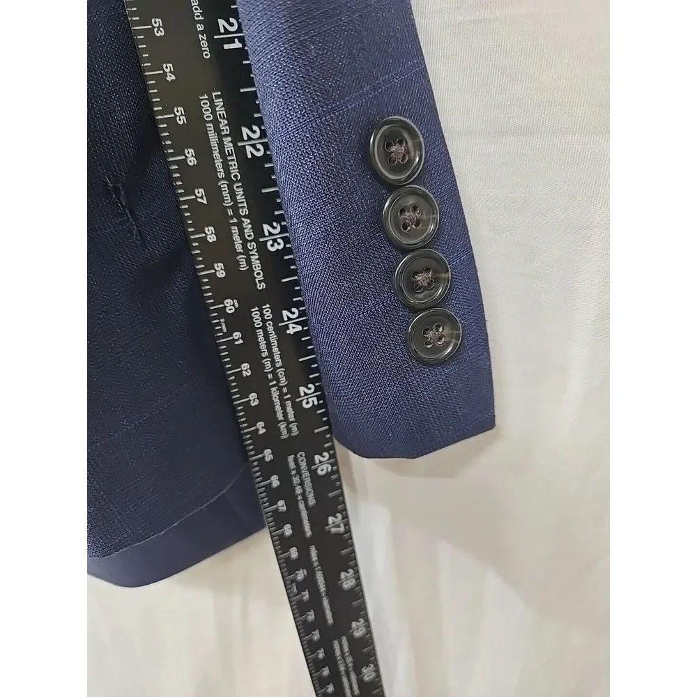Lauren Ralph Lauren Black Label Blazer Mens‎ 46R Wool Blend Window Pane Navy